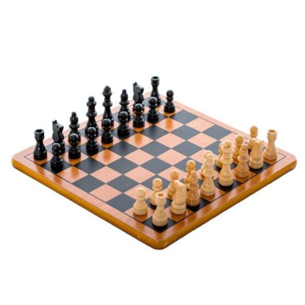 Wood Chess Board and Wood Chess Pieces by Spin Master Bilingual New Sealed